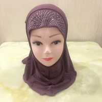 h142 beautiful small girl amira hijab with lace on back fit 2 7 years old girl pull on islamic scarf head wrap