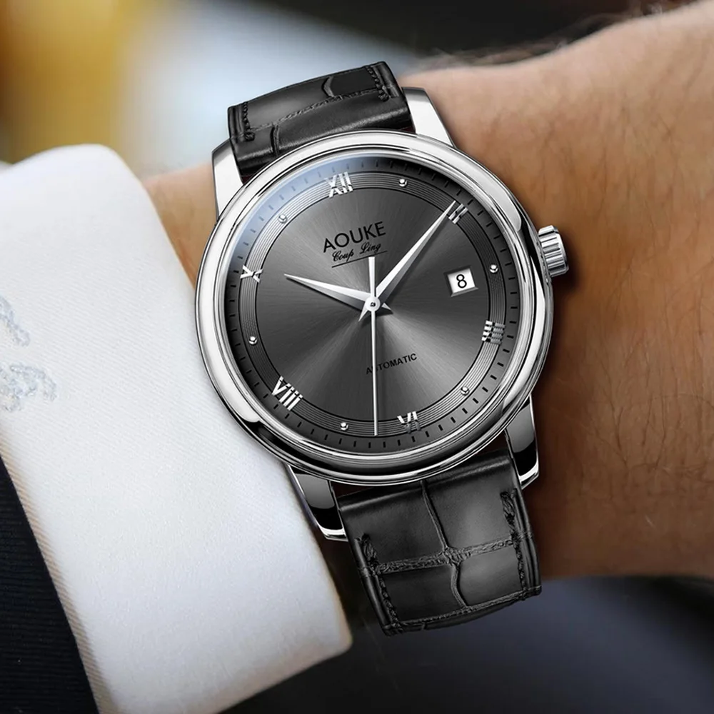 Мужские автоматические часы для мужчин модельные AOUKE человек Роскошные Бизнес