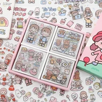 kawaii waterproof pet 100pcsbox milk rabbit scrapbooking sticker decorative stickers gift set school office stationery