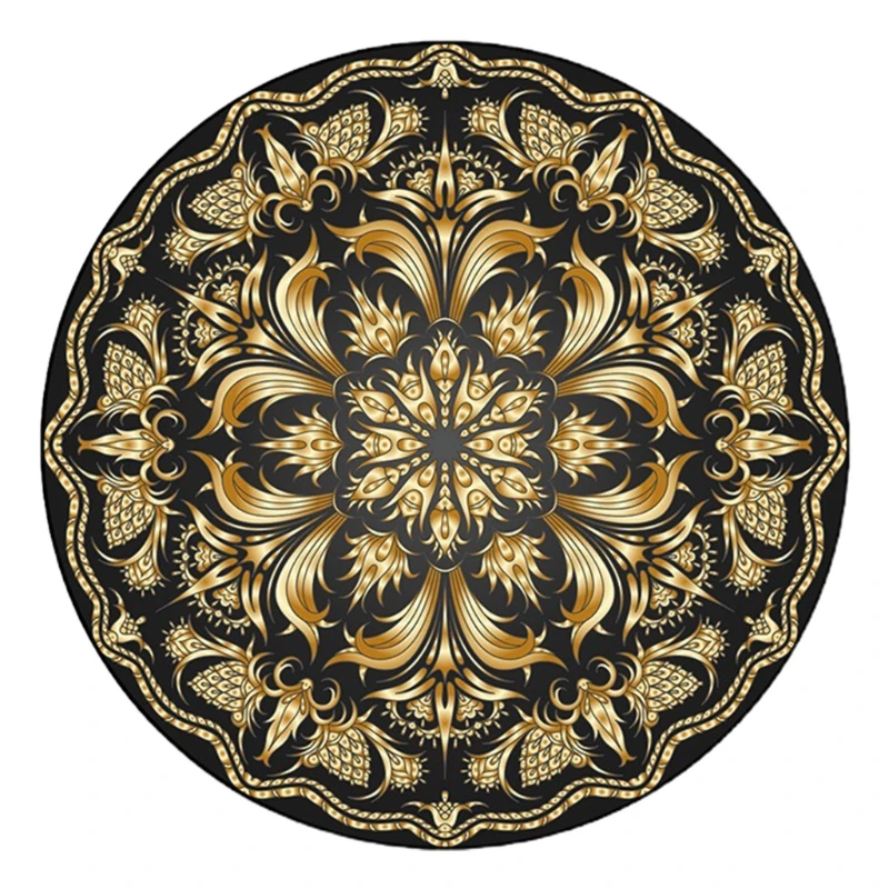 

Новый Винтажный прикроватный коврик с рисунком мандалы и лотоса, Европейский роскошный круглый коврик, нескользящий коврик для гостиной, К...