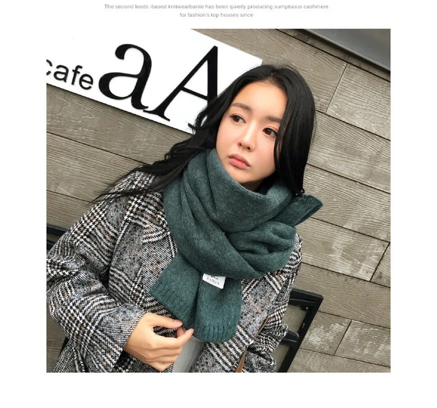 2019 новый осенне-зимний теплый шарф толстый вязаный однотонный двусторонний