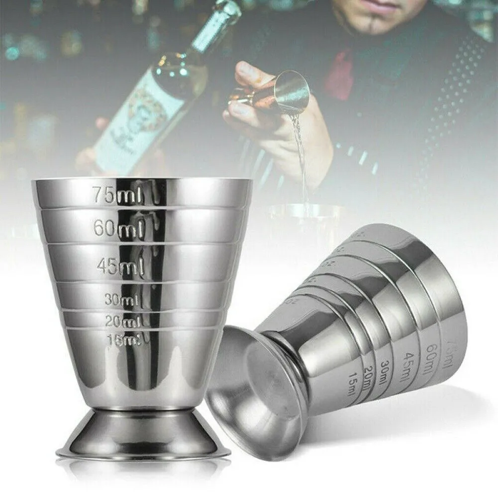 

75ml Stainless Steel Cocktail Shaker Measure Cup Jigger Shot Drink Spirit Mixed Cocktail Beaker Measure Jigger Kitchen Gadgets