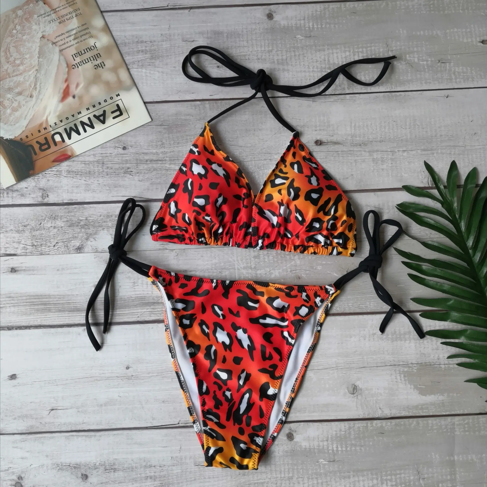 Leopard Print Brazilian Biquini Custom Italian Fabric Reversible Swimwear Beachwear Blue Dot Spendax Swimsuits Women |