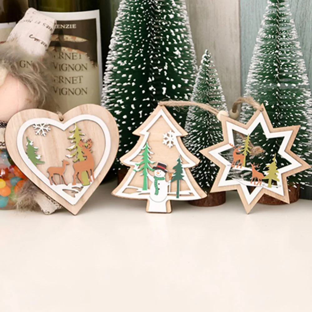 DIY кулон-орнамент для рождественской елки деревянные поделки Рождественское