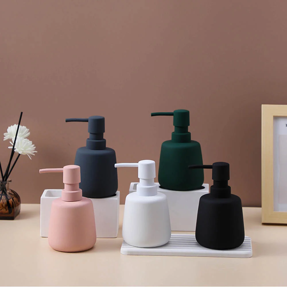 matte ceramic soap dispenser bathroom 260ml 400ml liquid empty refill sub bottle hand sanitizer shower gel shampoo bottles free global shipping