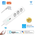 Удлинитель с Wi-Fi и таймером, умный сетевой фильтр с несколькими розетками и 2 USB-портами, с голосовым и беспроводным управлением через Echo Alexa Google Home