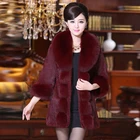 Модная зимняя Толстая теплая меховая куртка с воротником из меха лисы, женское повседневное Свободное длинное пальто из искусственного кроличьего меха, Женское пальто, Женское пальто