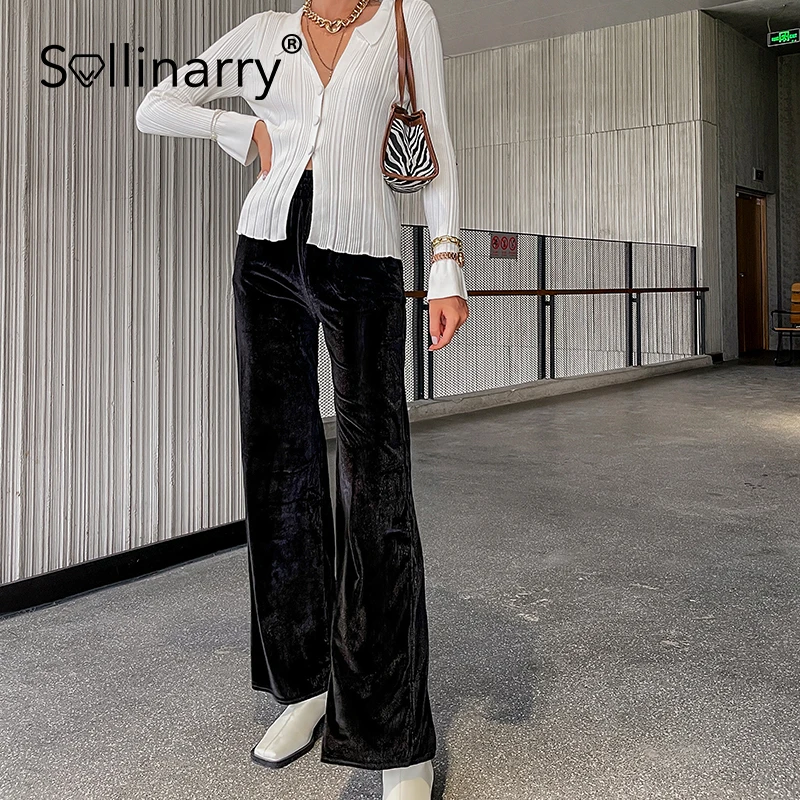

Женские свободные брюки с завышенной талией Sollinary, повседневные офисные брюки с широкими штанинами, осень 2021