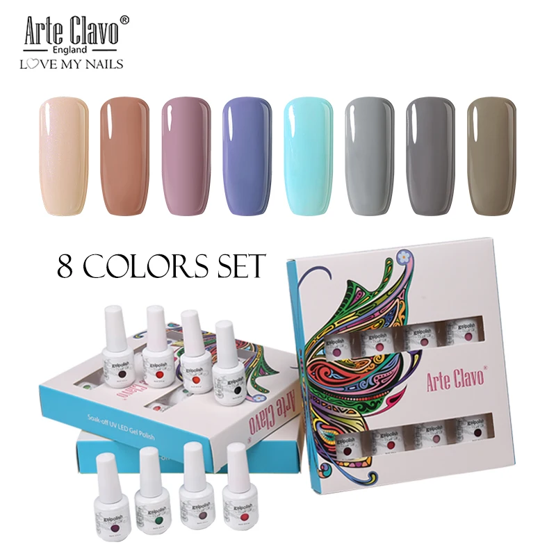 ZH15 Arte Clavo 8 Colors Gift Sets Box 8ml UV Gel Nail Polish Nail Art Gel Polish Vernis Semi Permanent Nail Primer Gel Varnishes - Цвет: ZH15