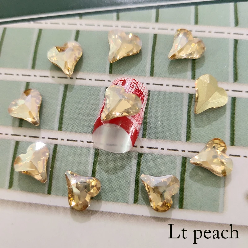 Lt peach 20 шт, 8 мм, алмазные Стразы для маникюра, блестящее стекло, клей на спине, стразы для рукоделия, 3D ногтей - Цвет: Lt peach
