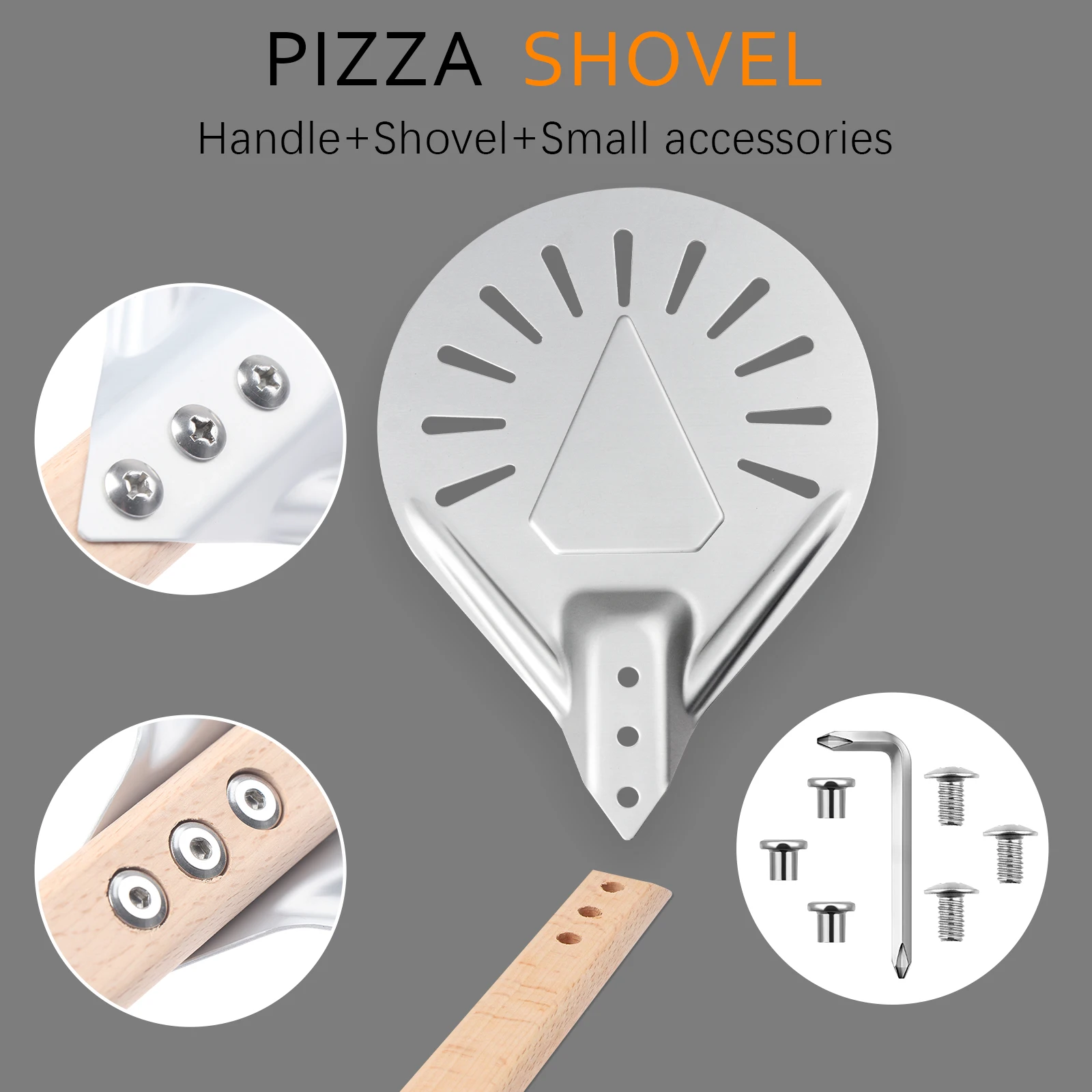 

Round Pizza Paddle 7 Inch Aluminum Perforated Pizza Peel