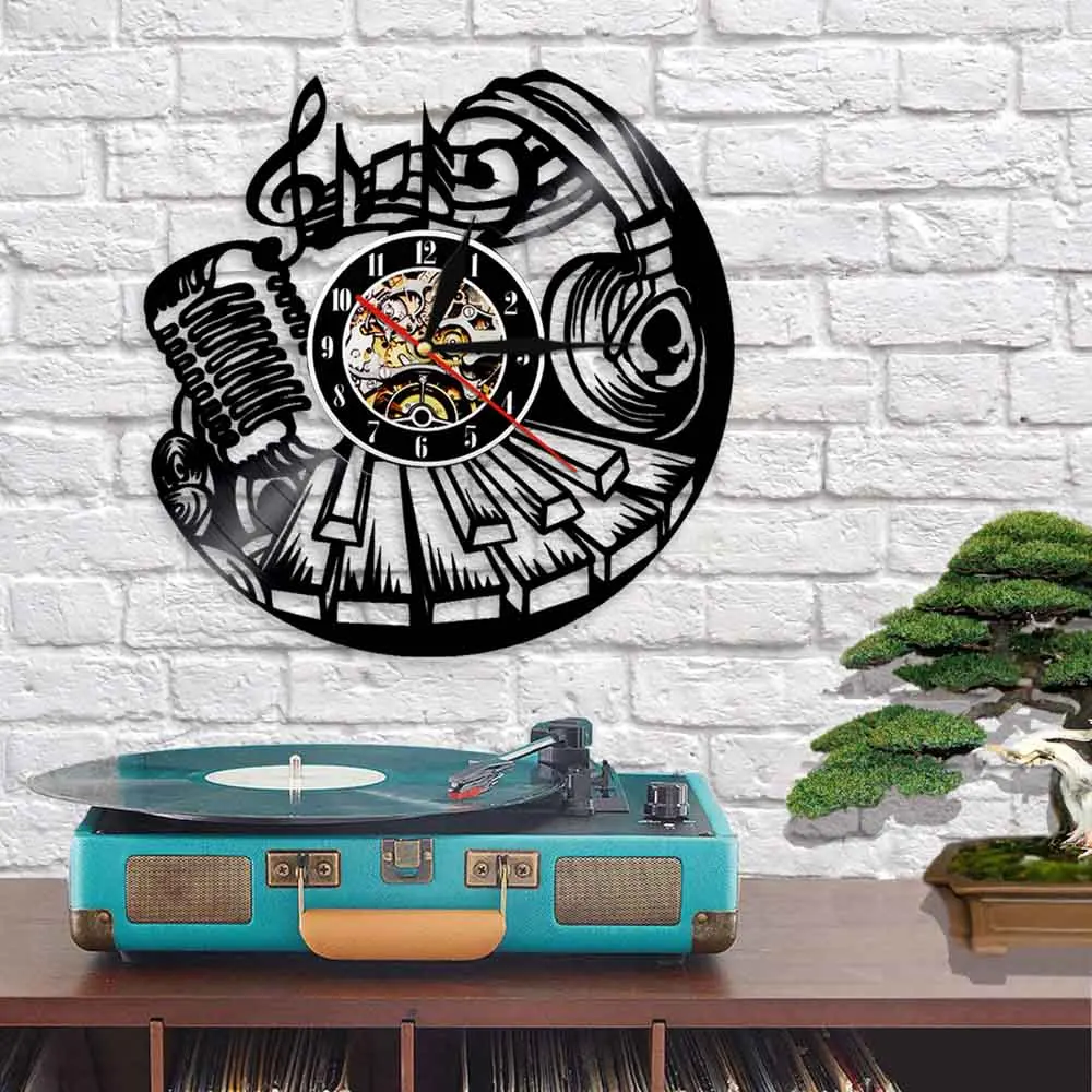 Музыкальные настенные часы с виниловой пластиной музыкальный инструмент