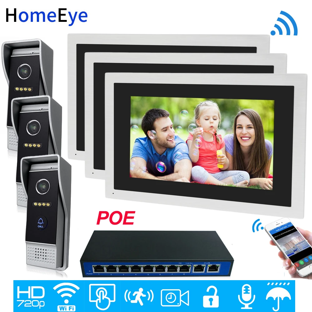 Видеодомофон 720P HD Wi Fi IP 10 дюймовый сенсорный экран система контроля доступа