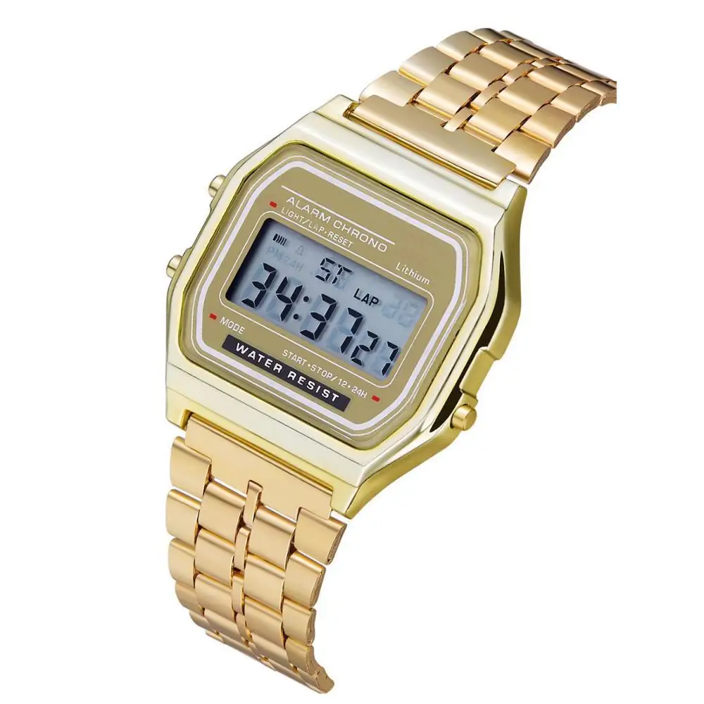

Luxury brand European fashion watch ladies luxury gold ultra-thin LED electronic watch multi-function luminous digital watch