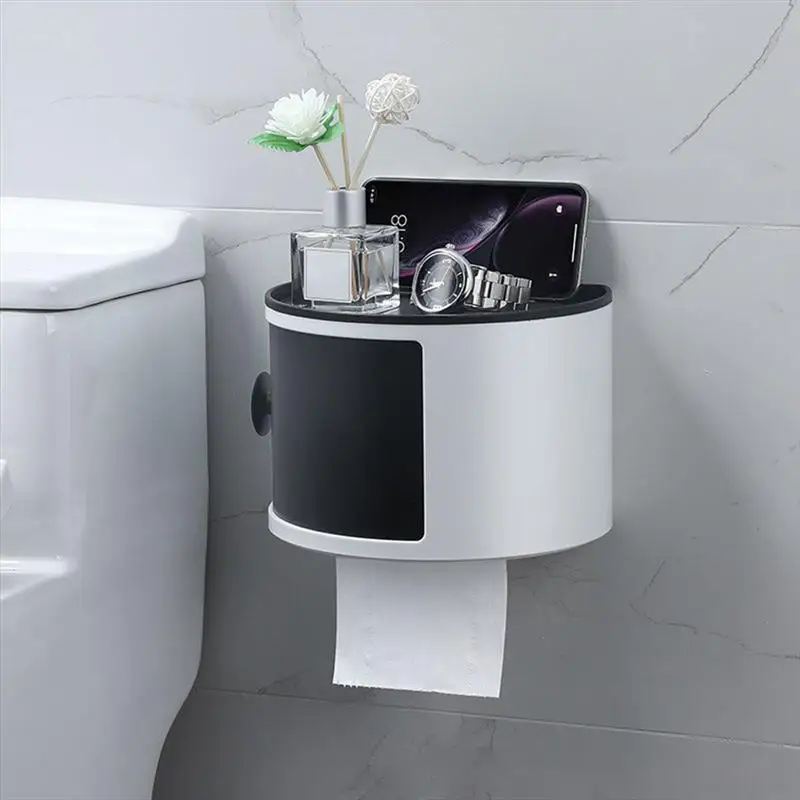 

Toilet Paper Box Plastic Storage Rack Waterproof Wall-Mounted Bathroom Shelf Large Capacity Household Cosmetic Shower Boxes