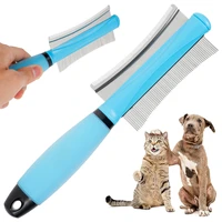 easy deshedding brush for long hair pet dog grooming double sided brush pet comb with silicone handle dogs and cats hair remover