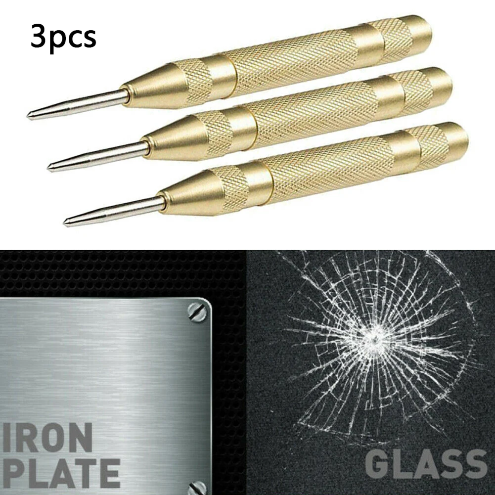 

3pcs Automatic Precision Centre Pin Punch Spring Loaded Marking Starting Tools For Particle Board Plywood