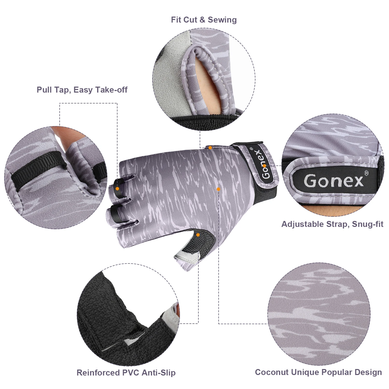 Gonex Fishing Gloves for Men Women Paddling Gloves for Kayaking Sailing Hiking Rowing Canoeing UV Protection, UPF50