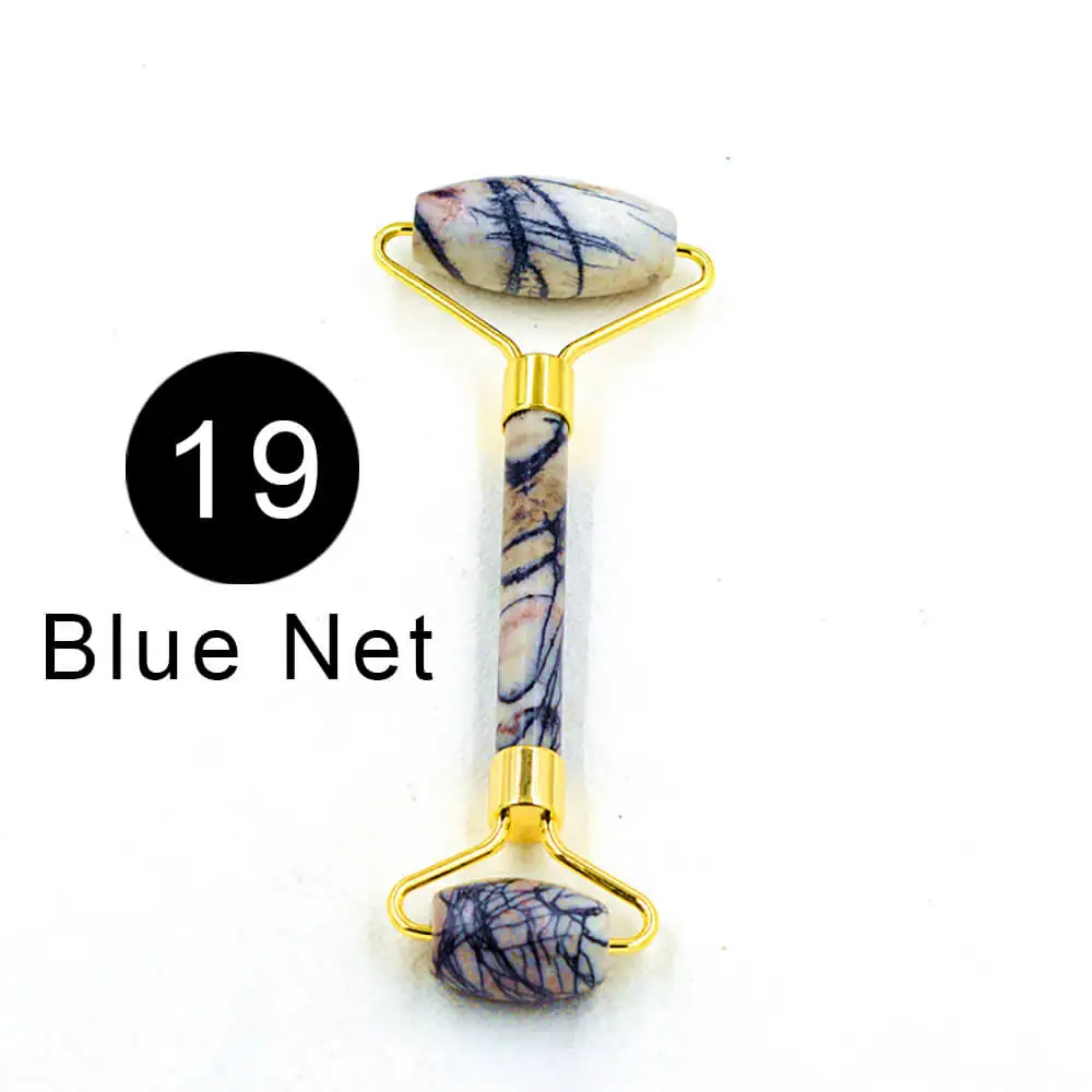 19 Blue Net Натуральный нефритовый роликовый массажер, электрический Тонкий роликовый массажер для лица, коробка для кожи лица, розовый Rojo Rosa драгоценный камень с подарком для влюбленных, Adamei - Цвет: 19 Blue Net