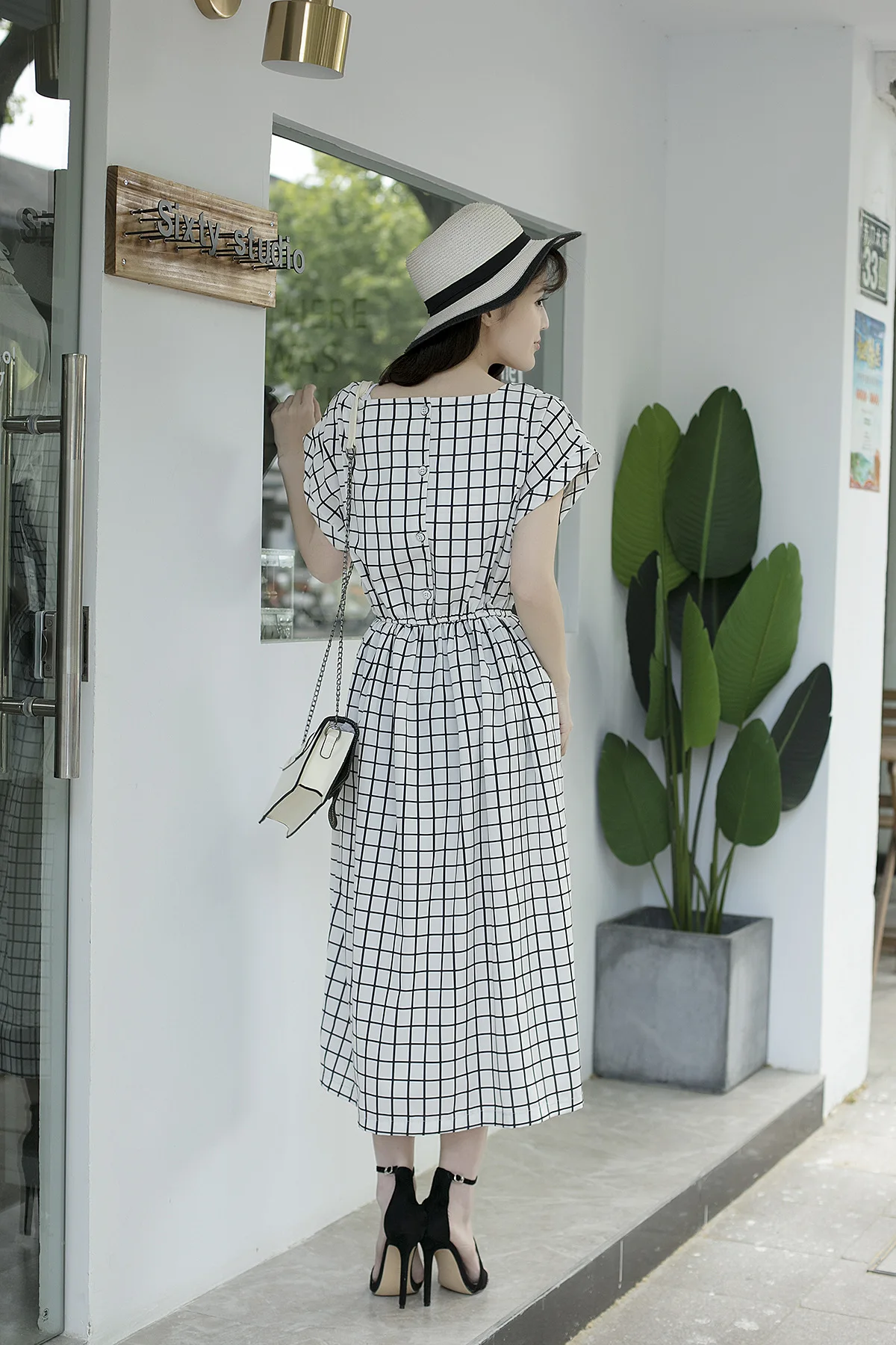 Клетчатое длинное платье для женщин летнего размера плюс модное женское с