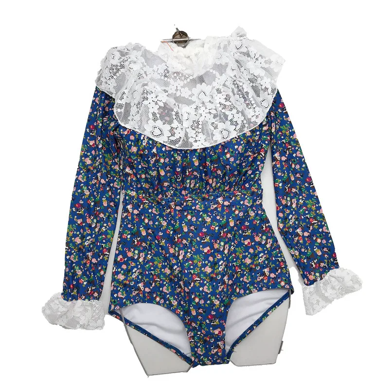 

One Piece Women Swimsuit Push Up Female Suit Beach Bathroom Outlet For Spot Nai Precious 1240 Long Sleeve Sexy Lace Flower Neck
