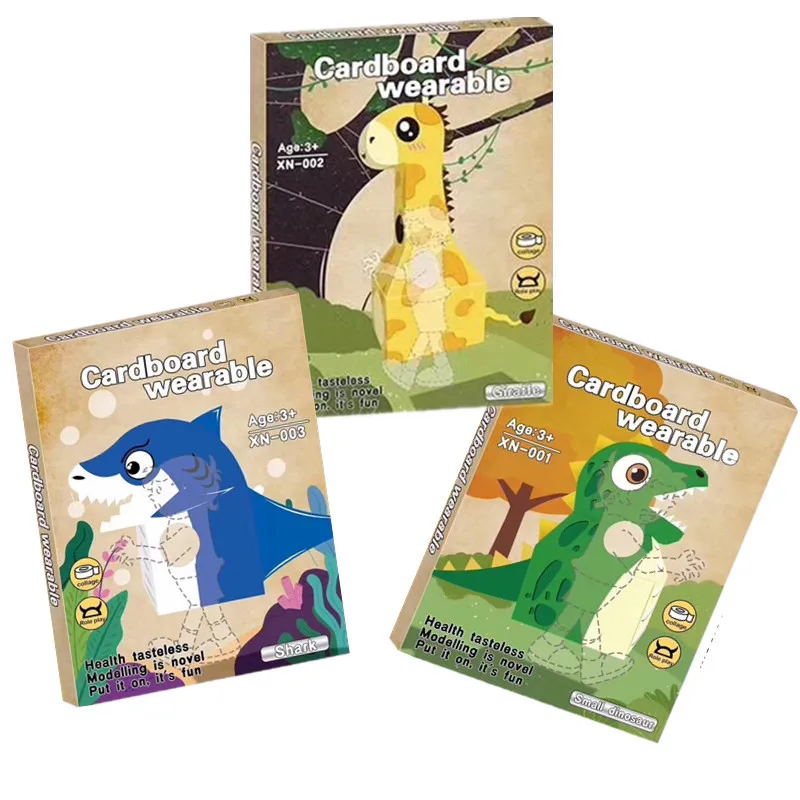 DIY бумажный материал искусство мультфильм животных костюмы для детей динозавр