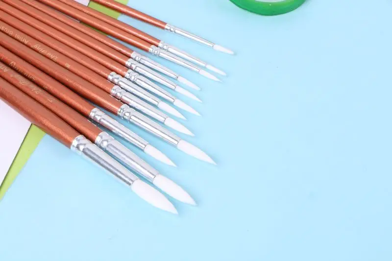 12 шт. тонкий красный жемчуг деревянный Краски акрил акварель масло ing кисти для