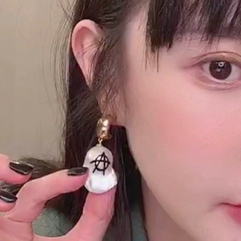 Женские серьги с жемчугом FFLACELL особой формы в стиле панк изображением клоуна