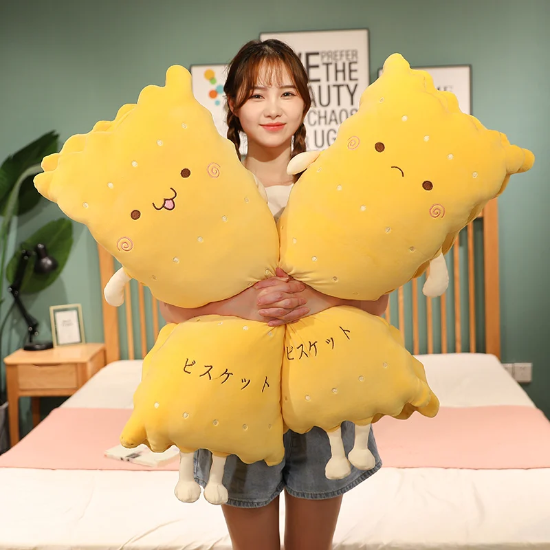 

65-110cm Cute Biscuit Plush Long Pillow Creative Plushie Sandwich Biscuits Plush Cushion Stuffed Funny Dolls for Girls Baby