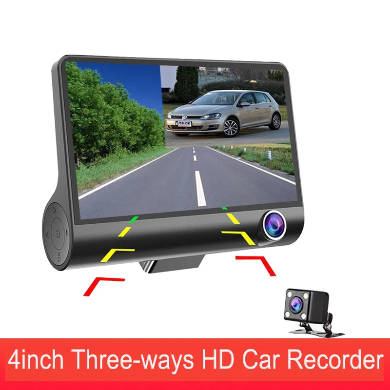 

Car DVR Dash Cam 3 Lens Video Recorder 4.0inch Dual Lens with Rear Camera G-Sensor 1080P Night Vision For Android GPS Navigation