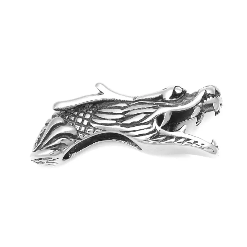 Новинка 304, бусины из нержавеющей стали Dragon Siver, бусины для модных браслетов, принадлежности для изготовления ювелирных изделий, 3,6 см х 1,1 см, отверстие: 6 мм, 1 шт