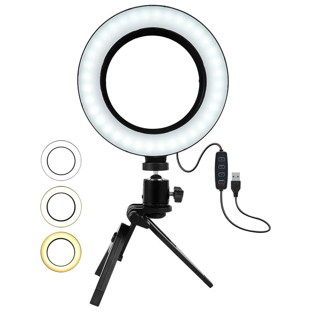 С регулируемой яркостью 6 дюймовая мини светодиодный настольный видео кольцевой