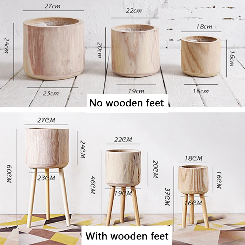 Стоячий цветочный горшок бонсай деревянный в скандинавском стиле бамбуковый