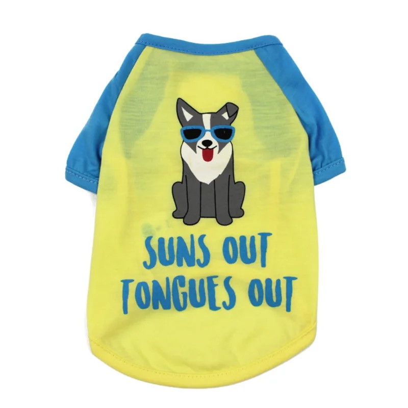 

Dogs T Shirt Vest Puppy Spring Summer Polyester O-Neck Thin Breathable Sweat-absorbant Cool Dog Printed Tops Pet Apparel