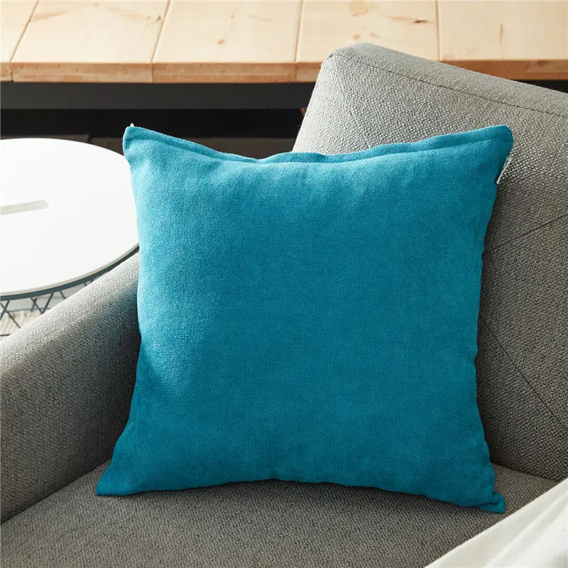 Teal Topfinel мягкие синелиные одноцветные наволочки Чехол декоративная на подушку наволочка для мангала диван офис стул 10 цветов высококачественная удобная подушка - Цвет: Teal