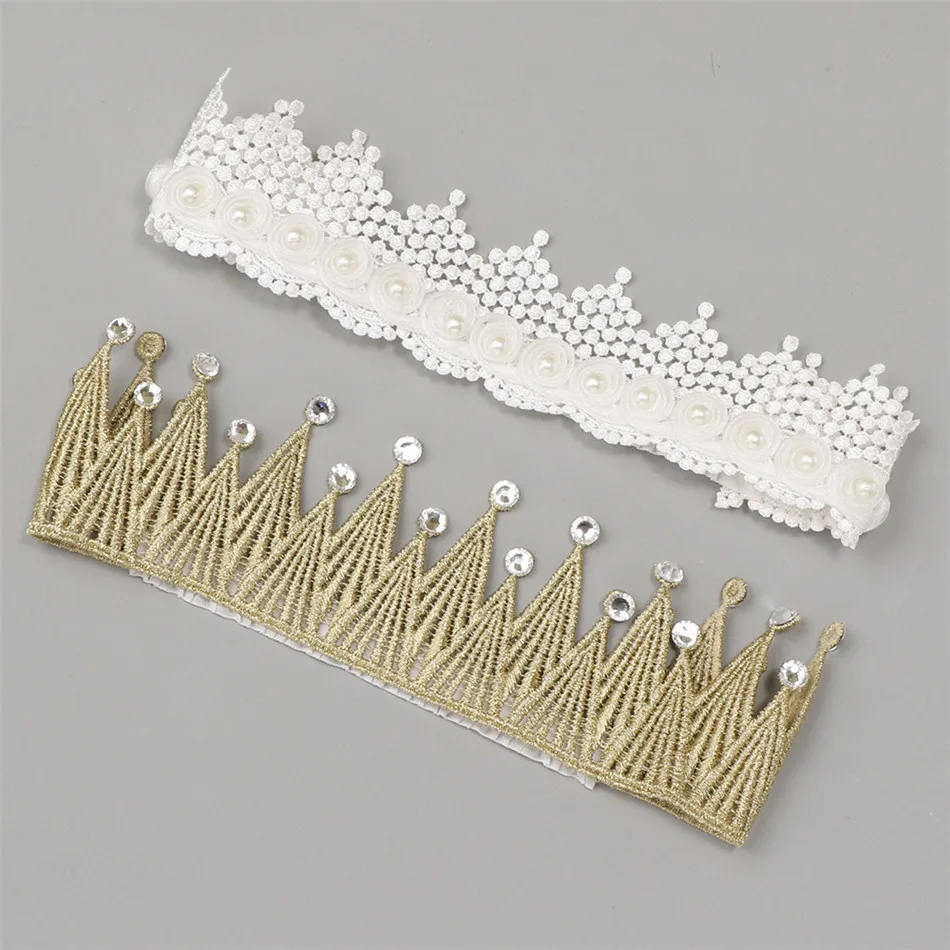Balleenshiny Children's Diamond Lace Crown Hairband Hollow Stretch Baby Headband Accessories Newborn Photography Props Gift | Мать и