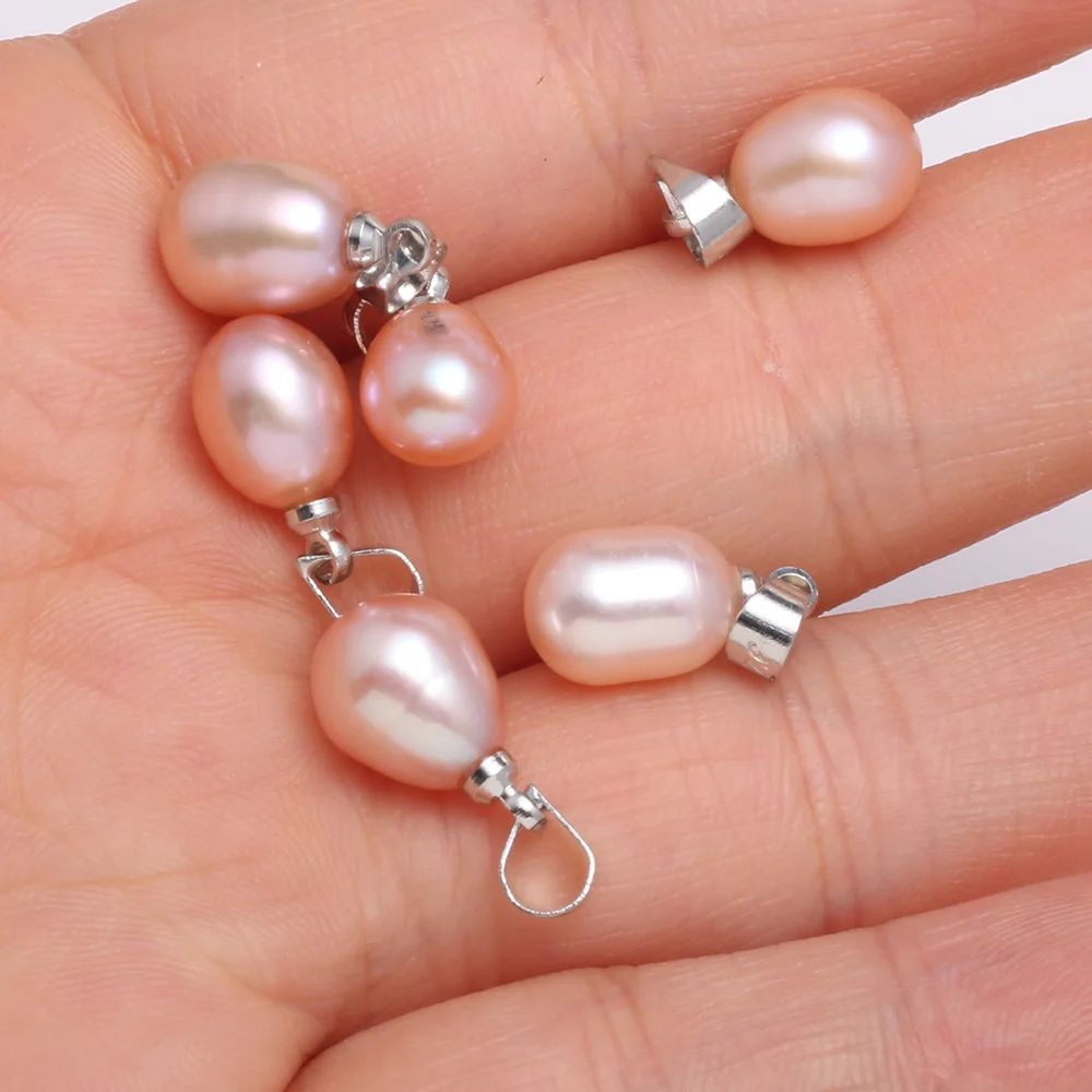 

100% Natural Freshwater Pearl Pendants Women's Charms For jewelry making DIY Accessories Fit Necklaces Size 7-8mm