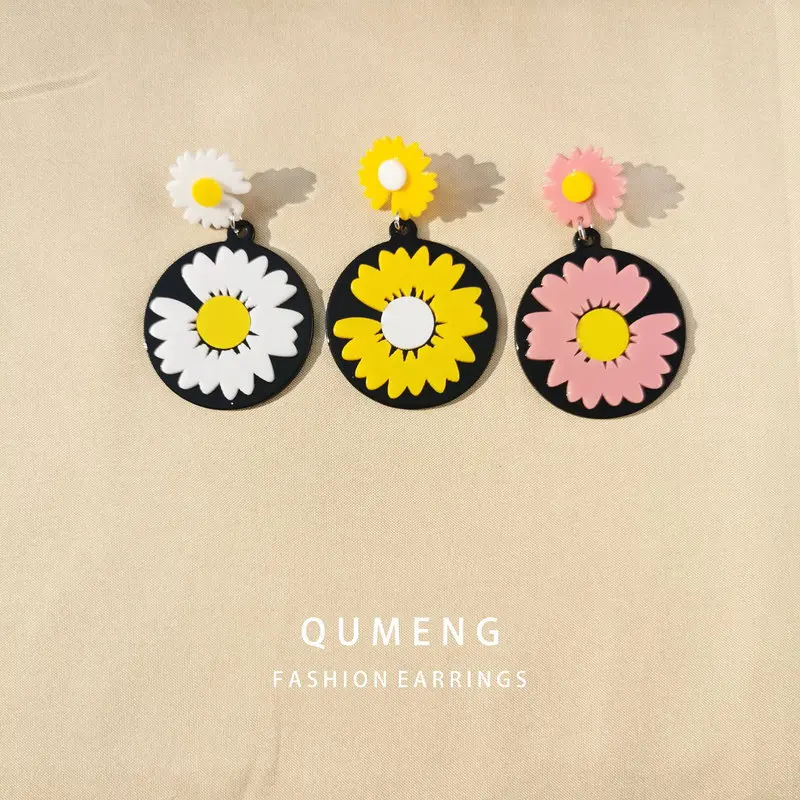 Женские винтажные серьги гвоздики QUMENG простые элегантные с ромашками и цветами