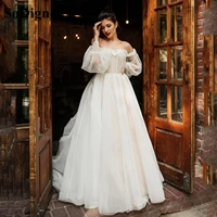 sodigne aline tulle evening party dresses off the shoulder prom dresses long puff sleeves special occasion gowns