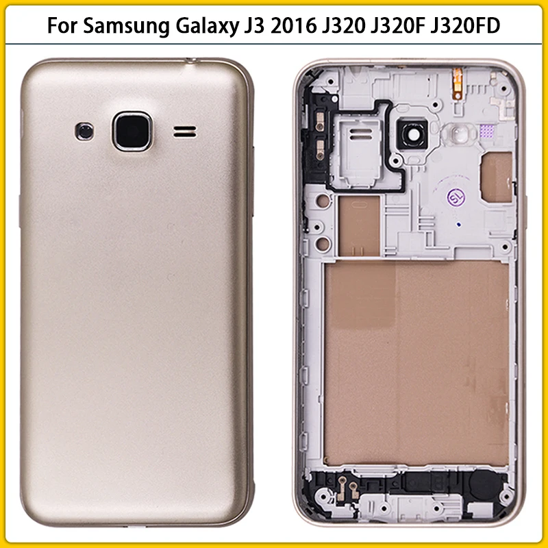 Новый J320 полный корпус для Samsung Galaxy J3 2016 J320F J320FD Крышка батарейного отсека задняя