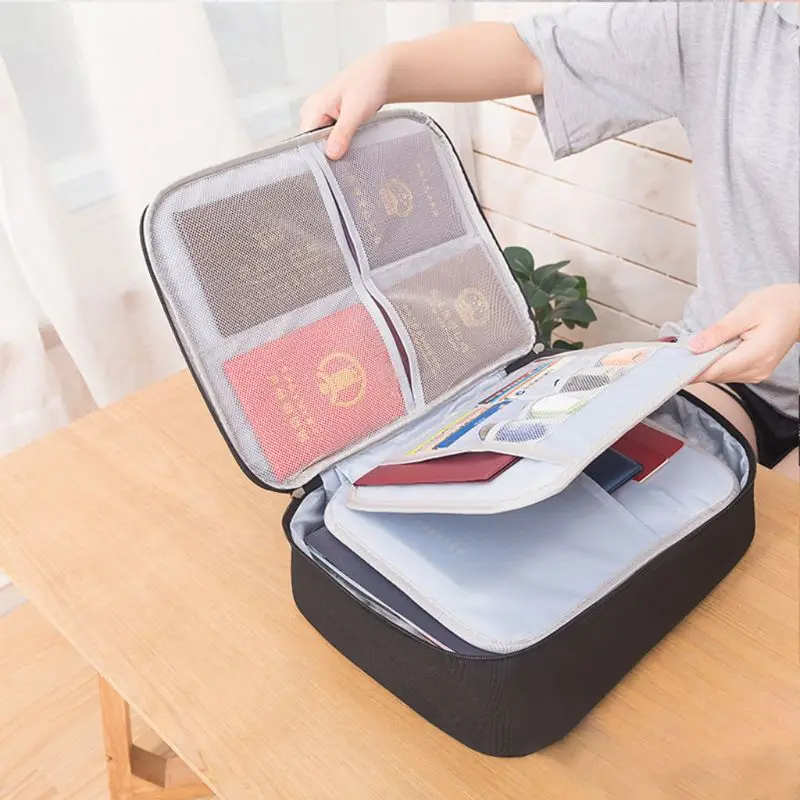 

Document Ticket Storage Bag Waterproof 3 Layers Compartments Large Capacity Certificates Files Organizer For Home Travel