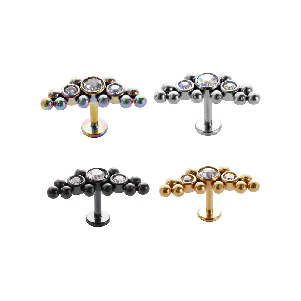 Ювелирные изделия для тела, 20 шт./лот, 16x6 мм, короткий стержень из хирургической стали, драгоценные камни, шарик для пирсинга, серьги-гвоздики для губ, завитка ушной раковины, новая популярная