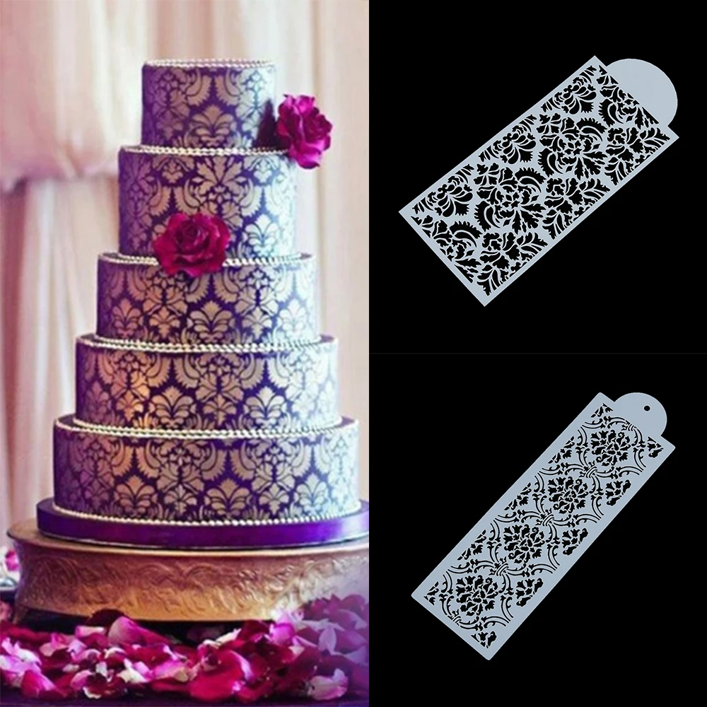 В виде перьев павлина кружевной трафарет свадебный торт дизайн пластиковый