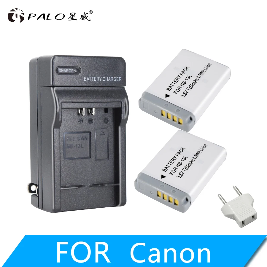 2pcs with charger PALO 1250mAh NB-13L NB13L NB 13L Аккумулятор для цифровой камеры Canon G7 X Mark II G7X PM165 G5 X G5X G9 X G9X SX620 SX720 HS - Цвет: 2pcs with charger