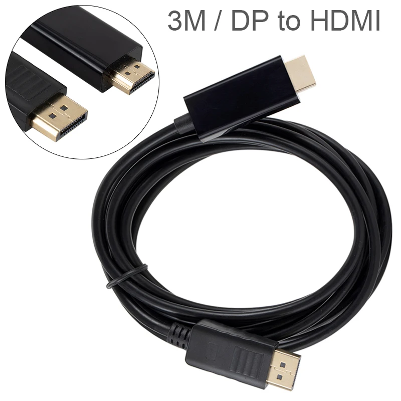 

3M/10Ft Cable Wire Display Port DP to HDMI Cable Cord DP to HDMI Cable Adapter Gold Plated HD Cables & Converters