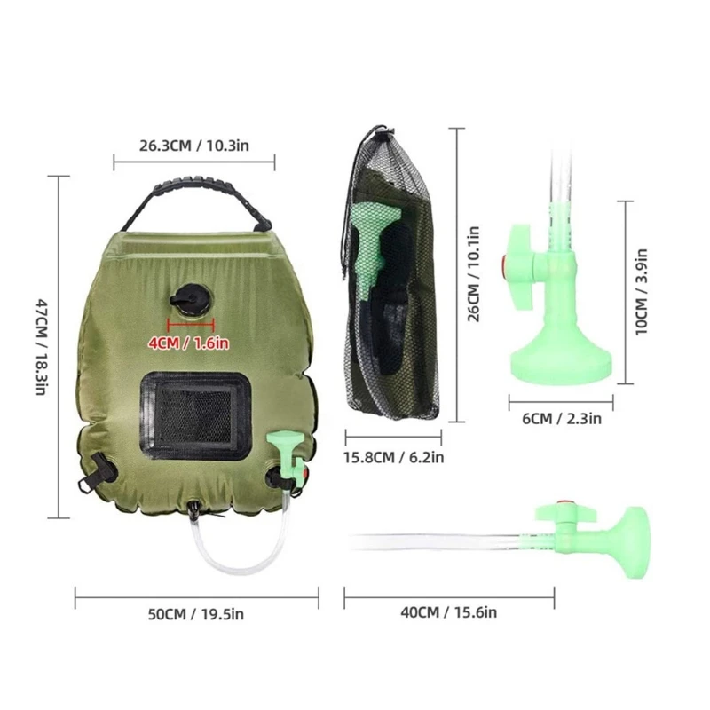 

Solar Powered Camping Shower Bag 20L Heating Outdoor Travel Portable Sun Shower Water Bag for Summer Beach Swimming Fishing