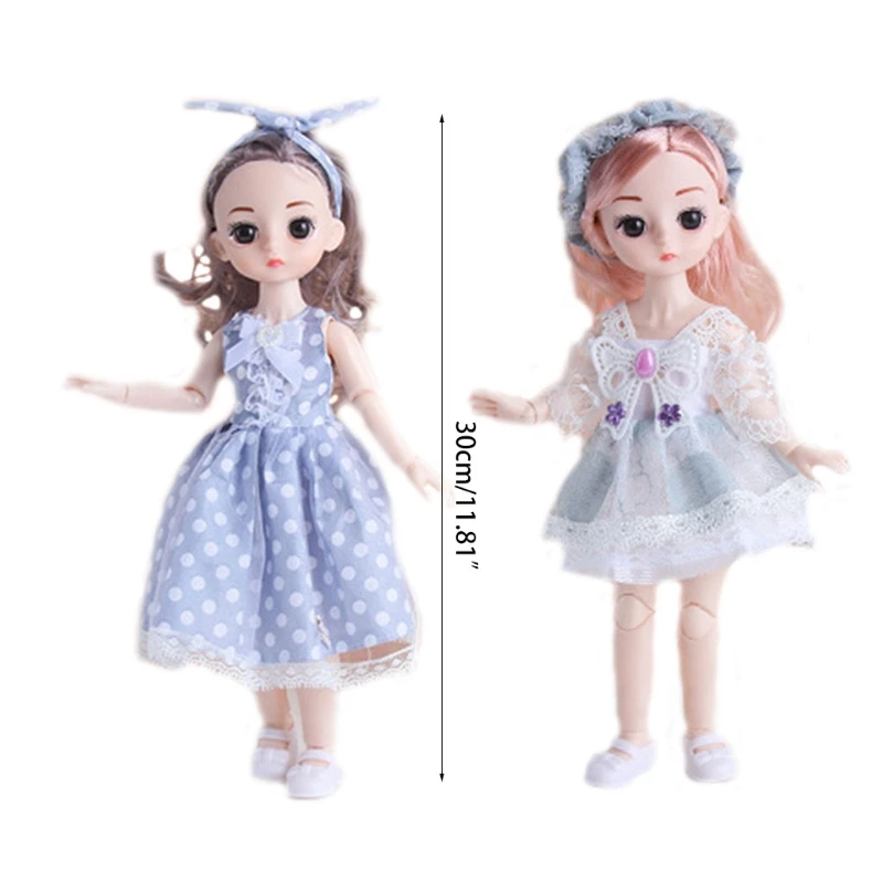

30cm Beautiful Little Girl Princess Toy 15 Movable Joints Doll with Fashion Dress Make Up Birthday Gifts 54DF