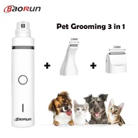 baorun 3 in 1 pet grooming machine dog cat hair trimmer usb rechargeable pets clippers nail grinding hair trimmer foot hair