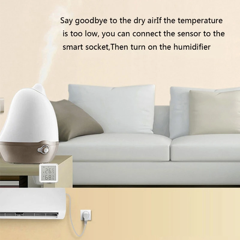 

WIFI Temperature And Humidity Sensor With LCD Screen Display Home Temperature Heat Detector Smart Life