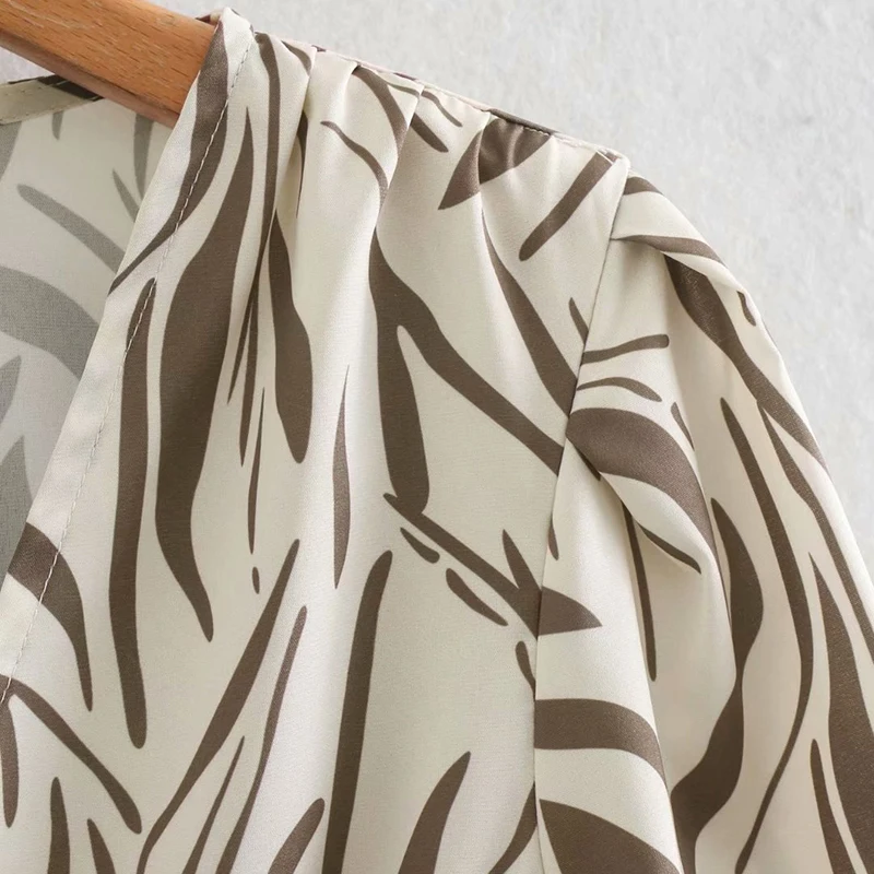 

Women Dress Za 2021 Fashion Digital Printing Deep V Drape Long Sleeve Sexy Mini Dress Mujer Vestido Feminino